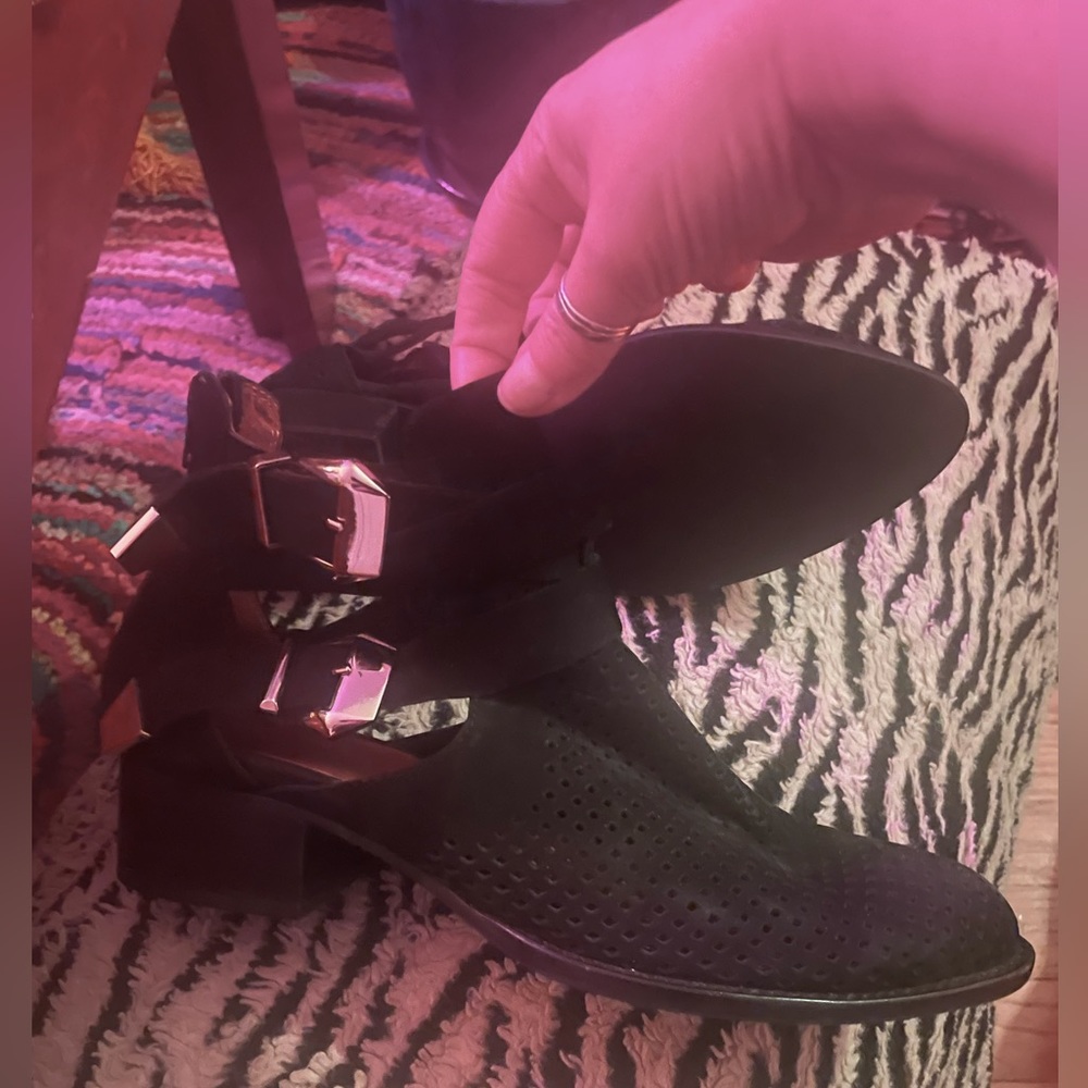 Jeffrey Campbell Vintage Ibiza Suede Buckle Booties - Punk , goth sz 8.5